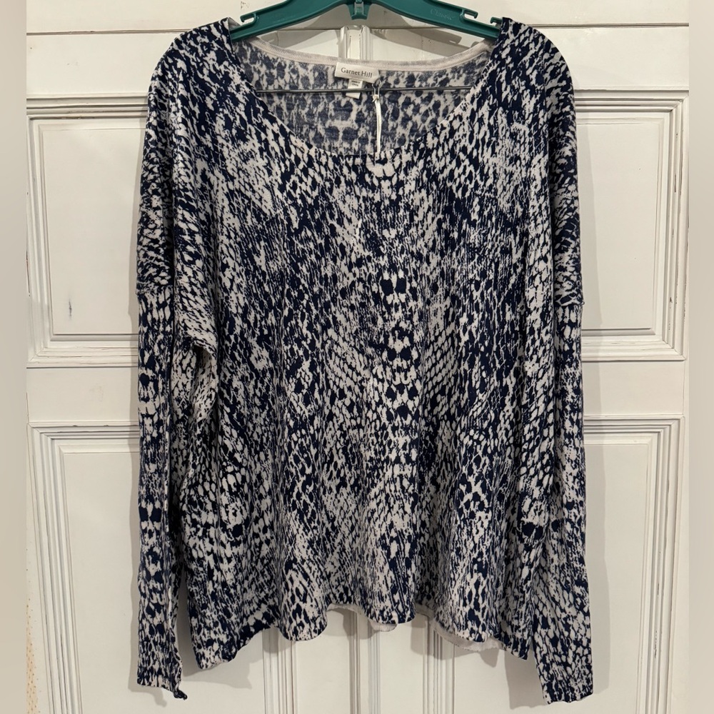 Garnet Hill Pullover (Size XL) (Blue & White)